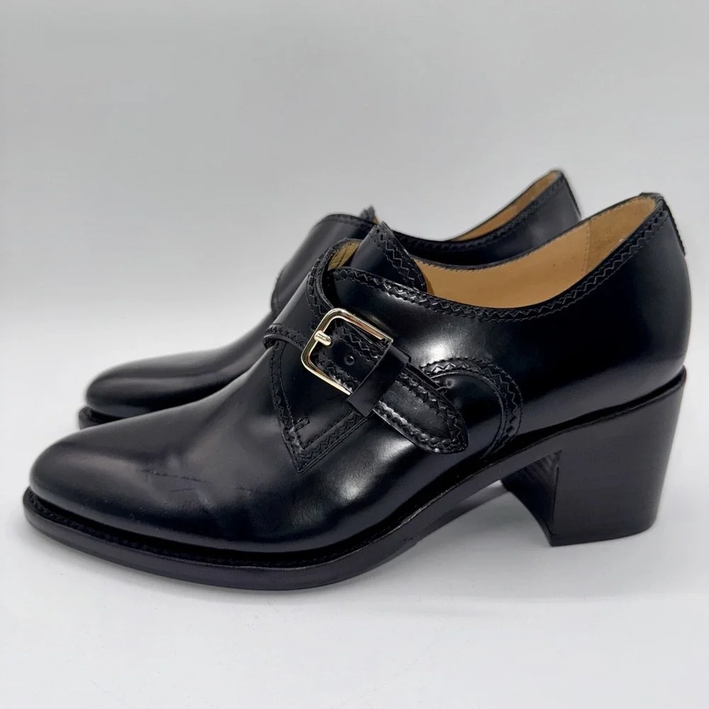 The Office Of Angela Scott Miss Brooke Heels Women's Size 7‎ EU 37 Black Leather